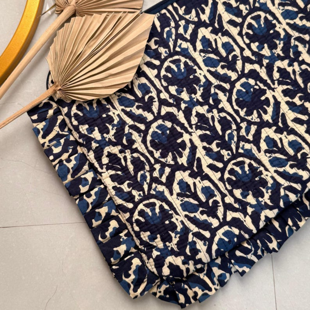 ブロックプリント・キルトPCケース / クラッチバッグ(15inch)