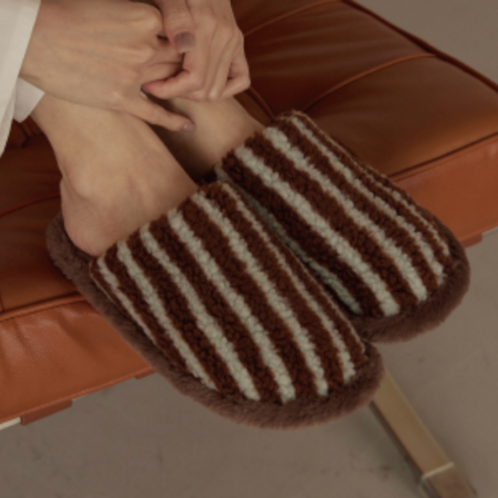 チョコミントなボーダースリッパ（36サイズ）